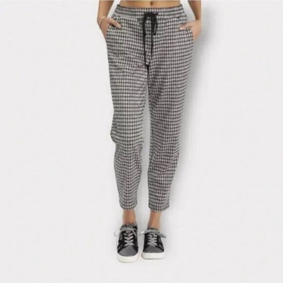 Sanctuary Nwt Easy Going Drawstring Pants Brooklyn Check sz small - Picture 1 of 8